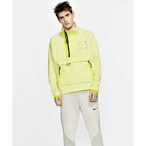 Nike Tech Pack Woven Half‎ Zip Jacket Lime Green Reflective Details Pocket S